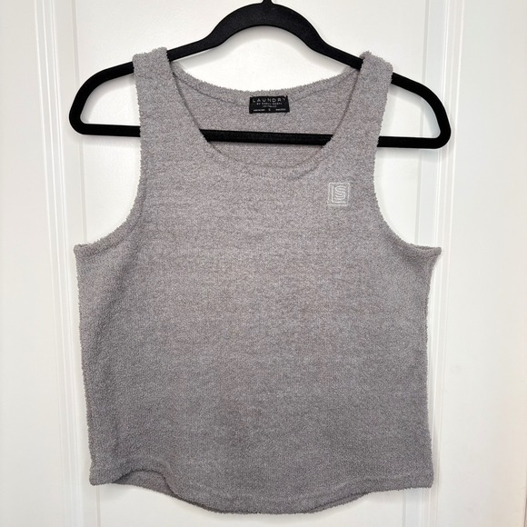 Laundry By Shelli Segal Tops - Laundry Cozy Terry Tank Top Small Grey Boucle Knit Lounge Plush Embroidered Logo